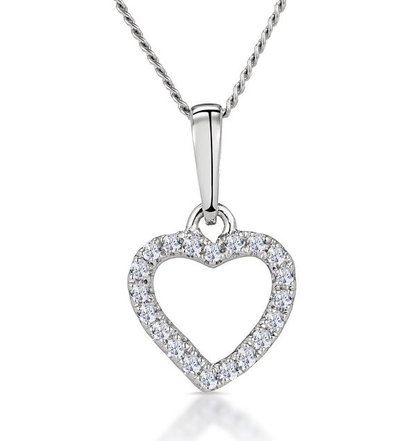 Stellato Diamond Heart Necklace in 9K White Gold